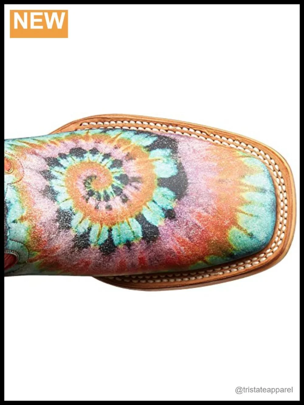 Women's Leather Work Boots - Square Toe - Embroidered - Groovy Style